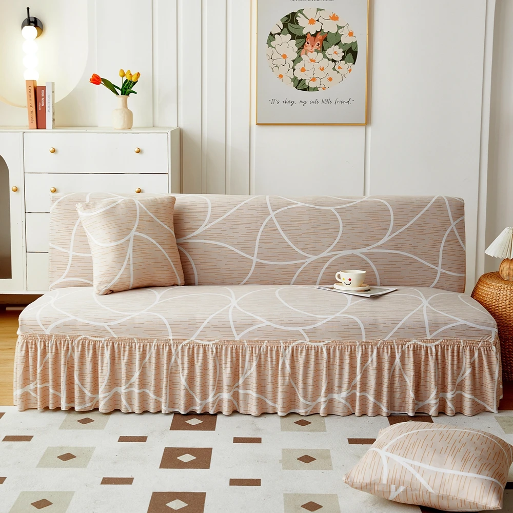 

Эластичный эластичный чехол-футон с юбкой, моющийся безрукий чехол для дивана-кровати, чехол для мебели с принтом для декора гостиной