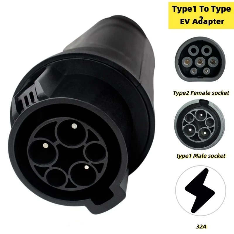 Type1 to Type2 EV Adapter Electric Vehicle Charger SAE J1772 Type 1 to IEC 62196 Type 2 Compatible with TYPE 1 Charging Station