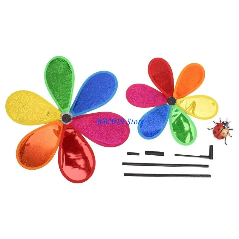 Q0KB Sequíns Insecto Windmill Whirligig Spinner viento Decoración del jardín del jardín Juguete