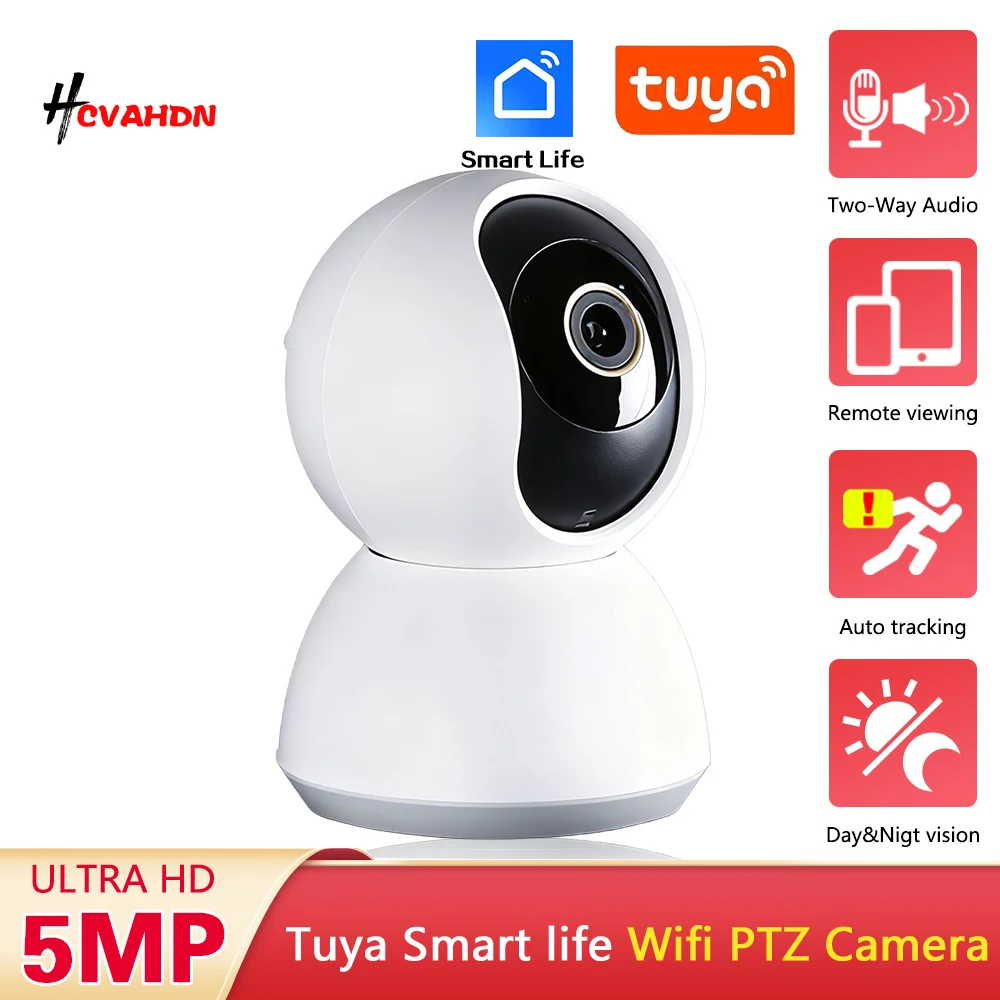 �y�Z�[�����z�~�j�����o��������5MP Tuya Wifi�X�}�[�g�z�[���x�r�[���j�^�[�Z�L�����e�BIP�J����2K PTZ�����ǐ�CCTV�Ď��J����
