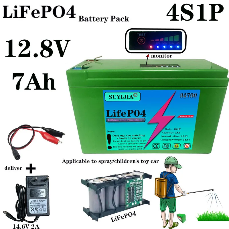 

12.8V 32700 7Ah Lifep04 Battery for Sprayer Kids Electric Toy Car Scale Access Control + Charger