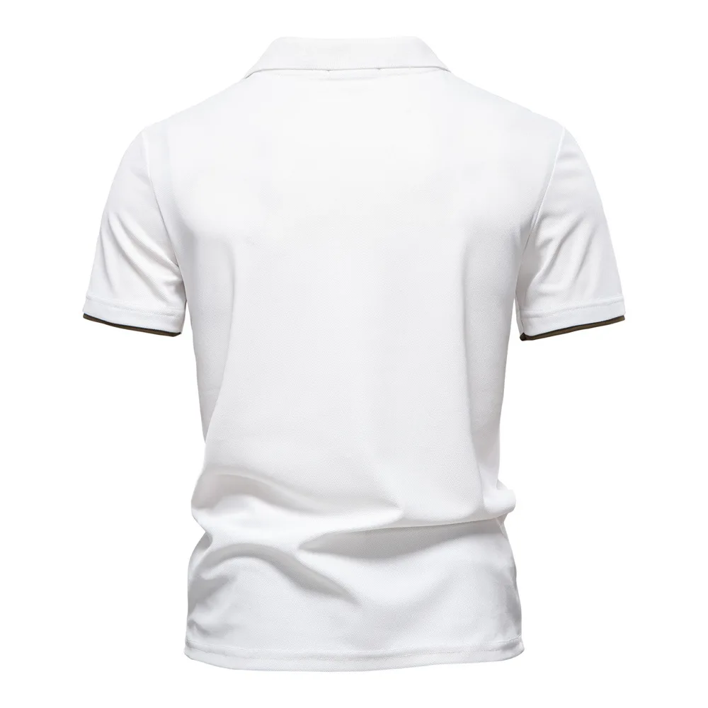 New Summer Men‘s Polo Shirts Embroidery Short Sleeve Golf Polo Shirt Tops Tees White Pullover Men