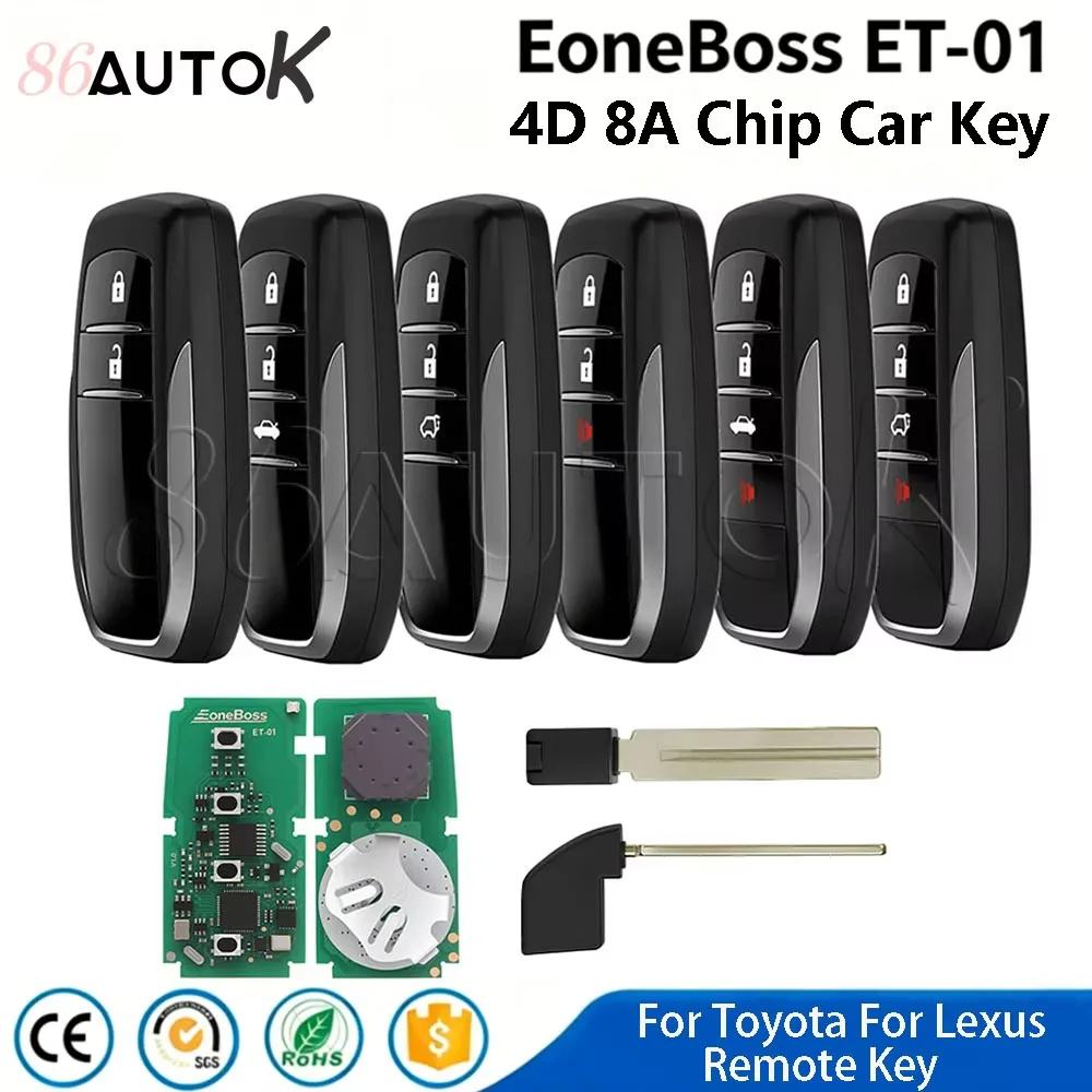 4D 8A Chip Car Smart Key EoneBoss ET-01 For Lexus For Toyota RAV4 Highlander Camry Corolla Land Cruiser Remote Control Key Fob