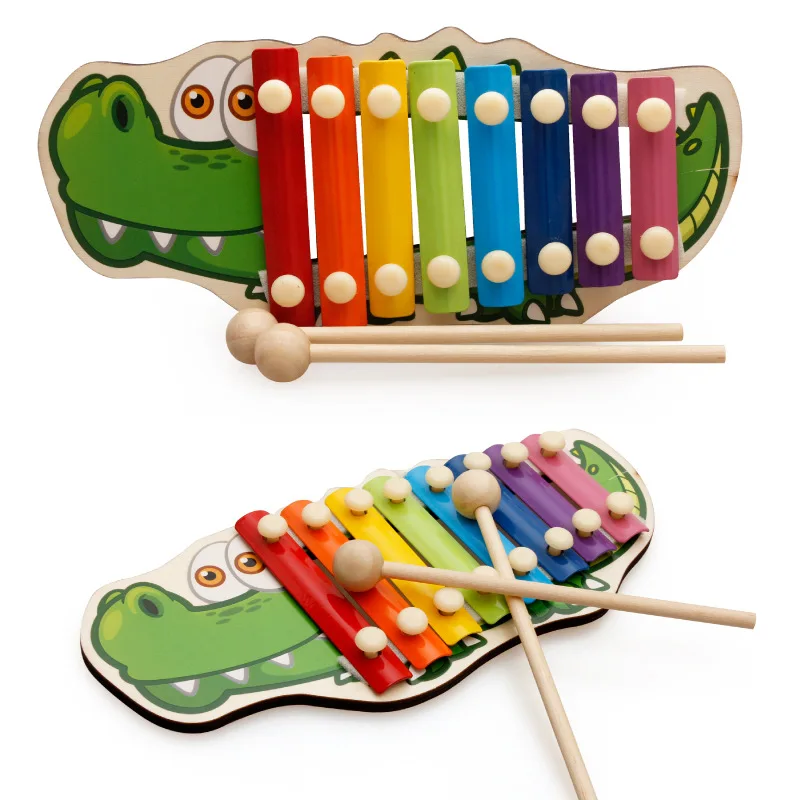 TongYueFun Children Musical Toys Wooden Xylophone Animal Crocodiles Preschool Early Learning Education Toys For Activities Baby