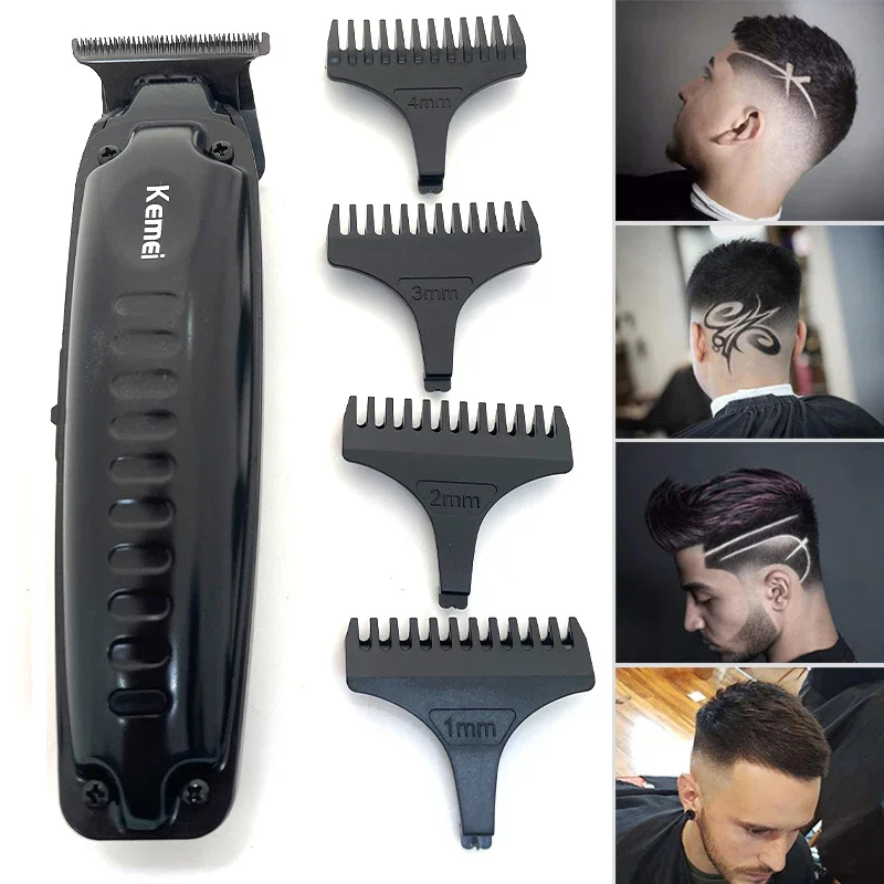 ماكينة تشذيب الشعر اللاسلكية Kemei 1579 PRO 0 مم ماكينة قص ذات فجوة صفرية وتفاصيل أداء عالي ومنخفض