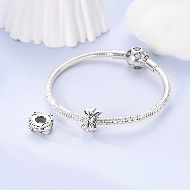 925 فضة سحر حبة تشيكوسلوفاكيا الزركون القوس مشبك ثابت استرخى صالح الأصلي سوار DIY بها بنفسك النساء المجوهرات هدية