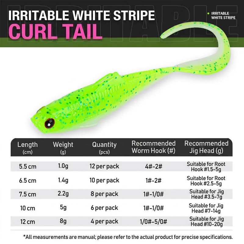 Curly Tail Grub Weichplastikköder für Barsch, Forelle & Panfish, Finesse Ribbon Tail Swimbait für Süßwasser-Angeln