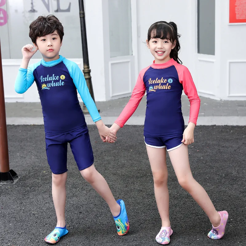 

Kids Girls Boys UV Shirt and Board Short Leggings Swimwear Set - Long Sleeve Rash Guard Bathing Suit Full Body Beachwear Sunsuit