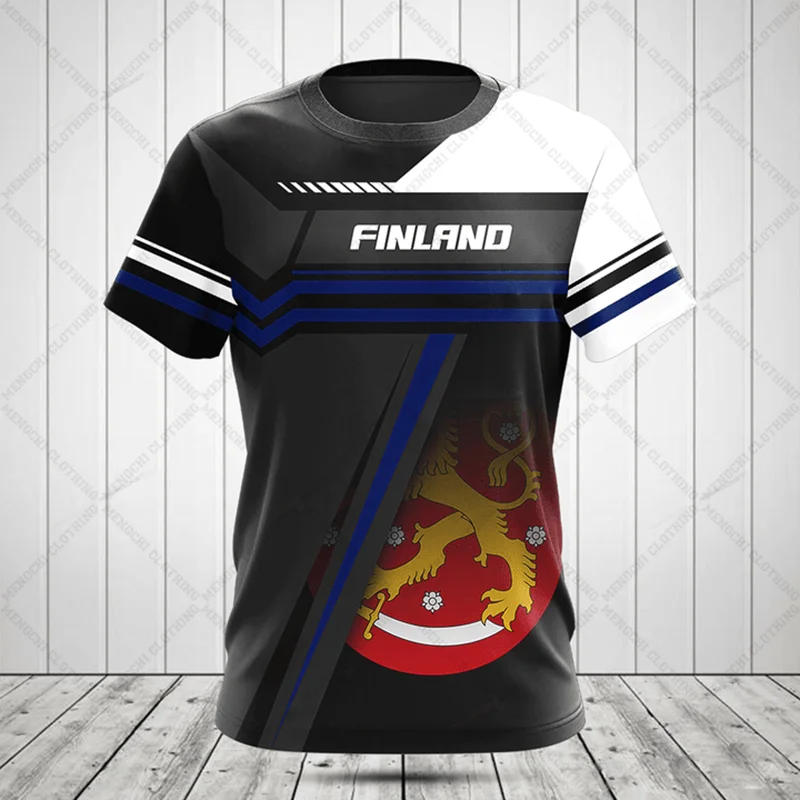 Custom Name Summer Casual Finland Flag Graphic T-shirts Non Fading Men's Fashion Streetwear Loose Cool Jersey O-neck Pullover view 6