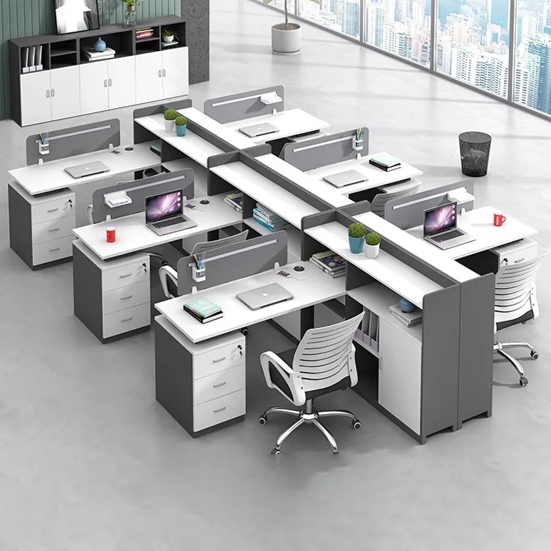 Finance Desk Staff Desk and Chair Combination Company 4 6 Person Simple Sub-office Office Furniture Set