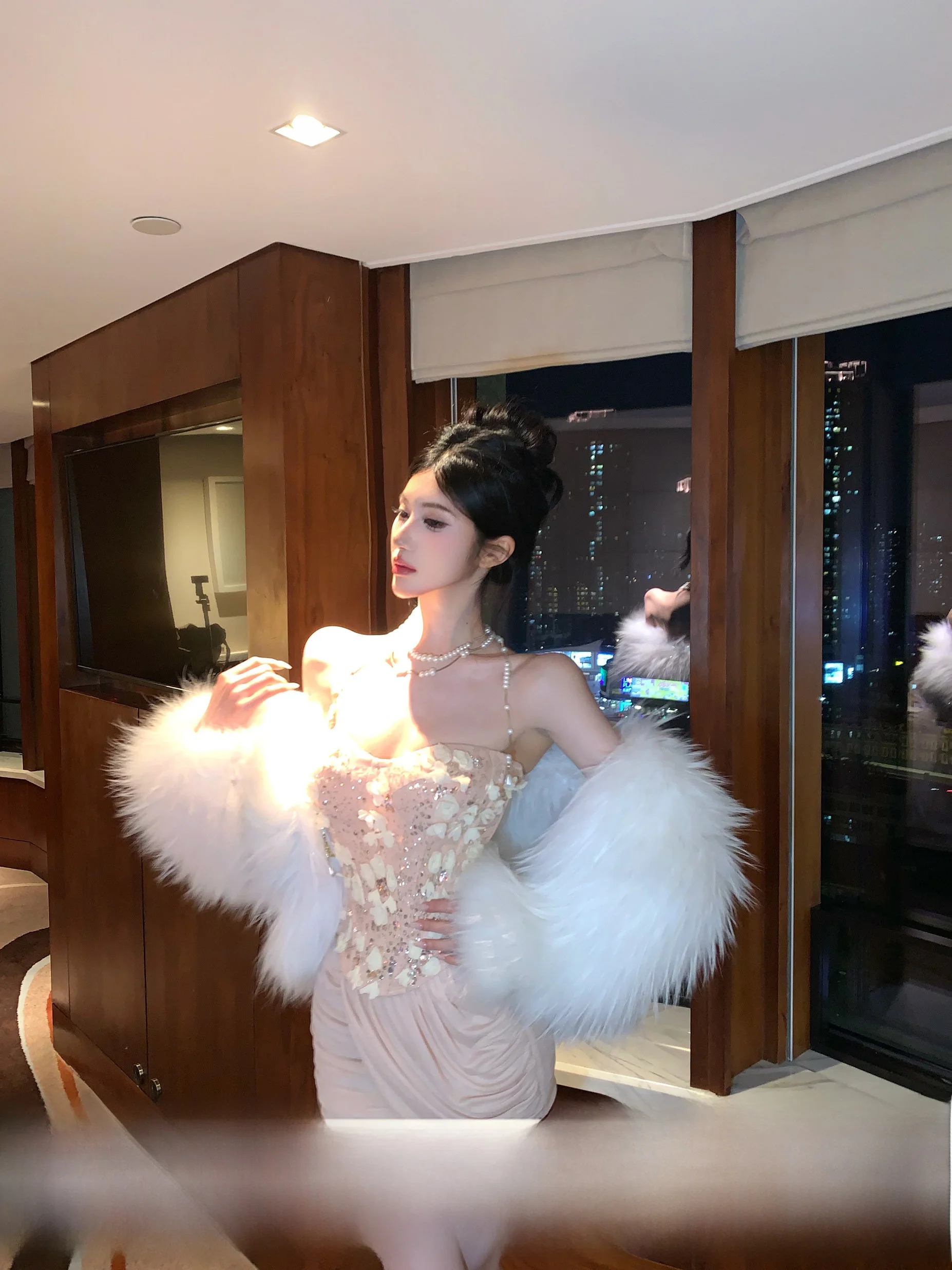 

Sexy Spicy Girl Pink Diamond Flower Sea 3D Floral Fibone Bra Set Faionable High Waist Floral Print Two-Piece Women's Suit