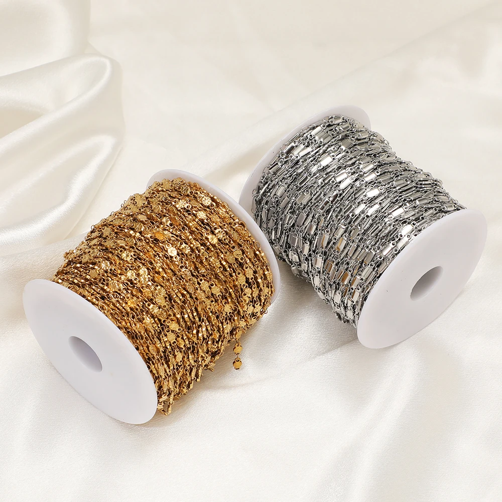 1 Meter Edelstahl-Rechteckkette in Blumenform für DIY-Schmuckherstellung von Armbändern, Halsketten und Ohrringen – Detail 5