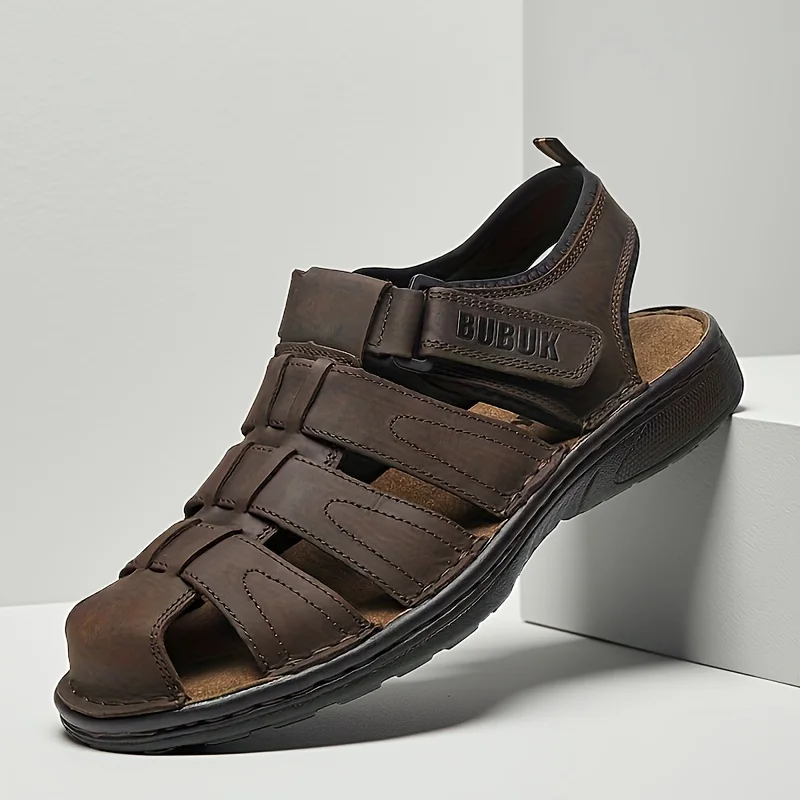 

First-Layer Cowhide Men's Sports Sandals, Open-Toe Outdoor Non-Slip Sandals, Casual Men's Shoes, Outdoor Fashionable Beach Shoes, Lightweight and Comfortable, Suitable for Both Men and Women, Suitable for Outdoor Hiking, Travel, and Work