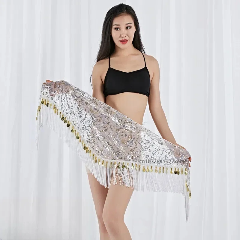 Bauchketten-Tailleketten mit Quasten, Pailletten und goldenen Münzen für Damen, Hüfttuch, orientalisches Tanzkostüm für Aufführungen und Übungen, Tanzaccessoires. – Detail 5