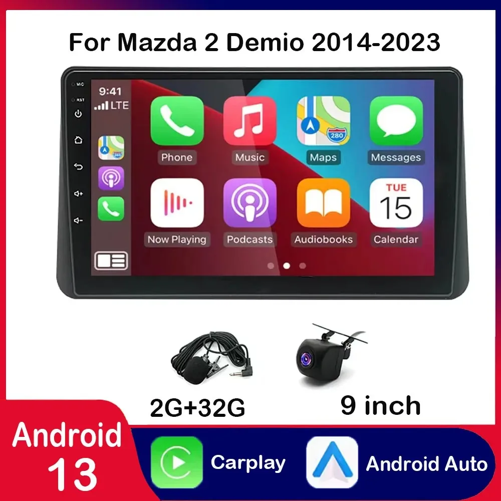 

Android 13 Car Stereo Radio Wireless Carplay 2+32GB Compatible for Mazda 2 Demio 2014-2023