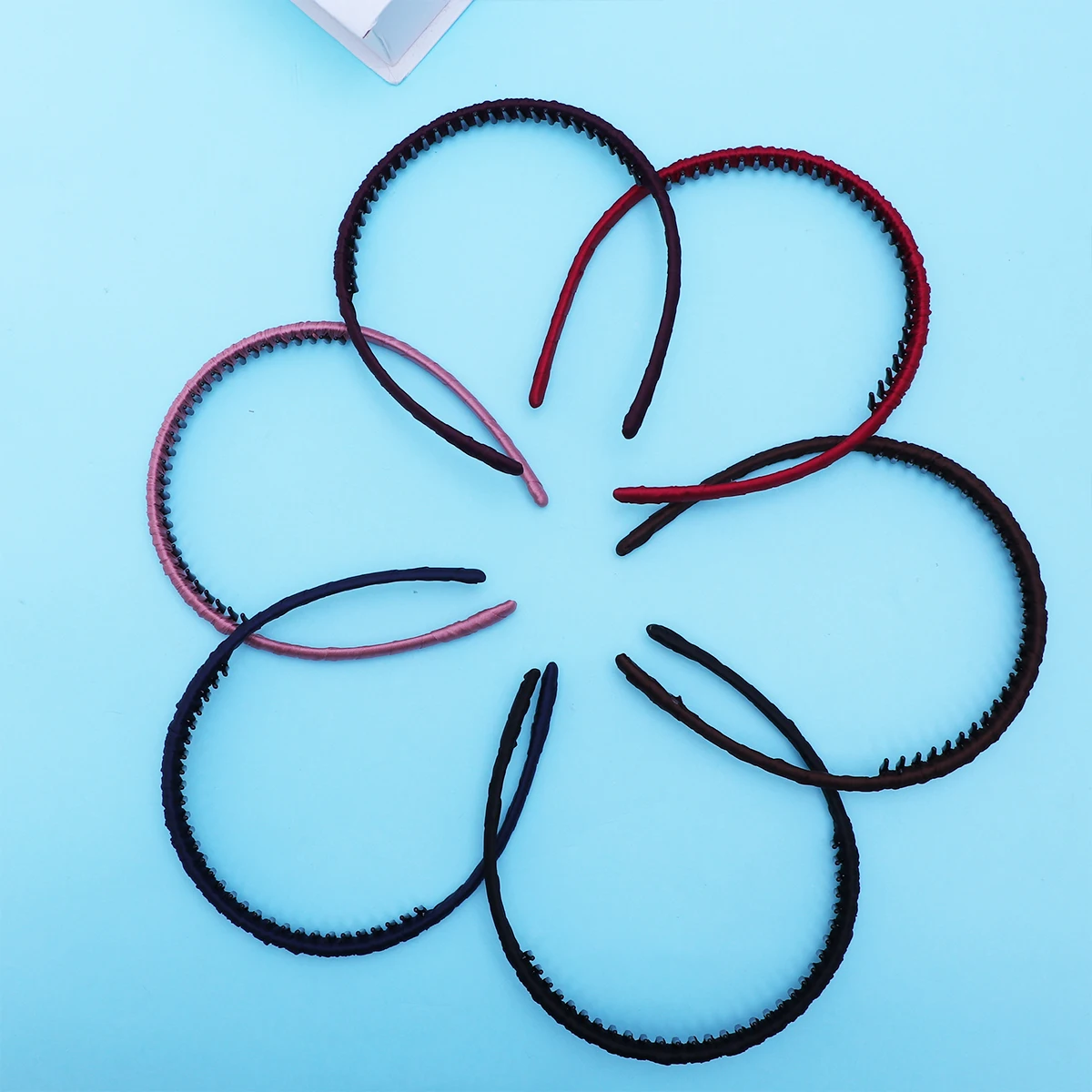 

6pcs Satin Hoop Headbands Birthday Hairband Korean Fashion Women Hair Straight Curl Wavy Elastic Resin Teeth Comfortable