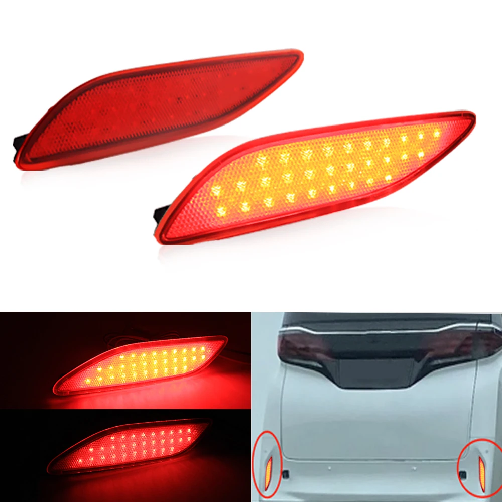 2PCS Car Led Rear Bumper Reflector Lights Fog Lamp For Toyota Alphard 40 Series 2023-2024 Rear Stop Brake Light Replacement 12V