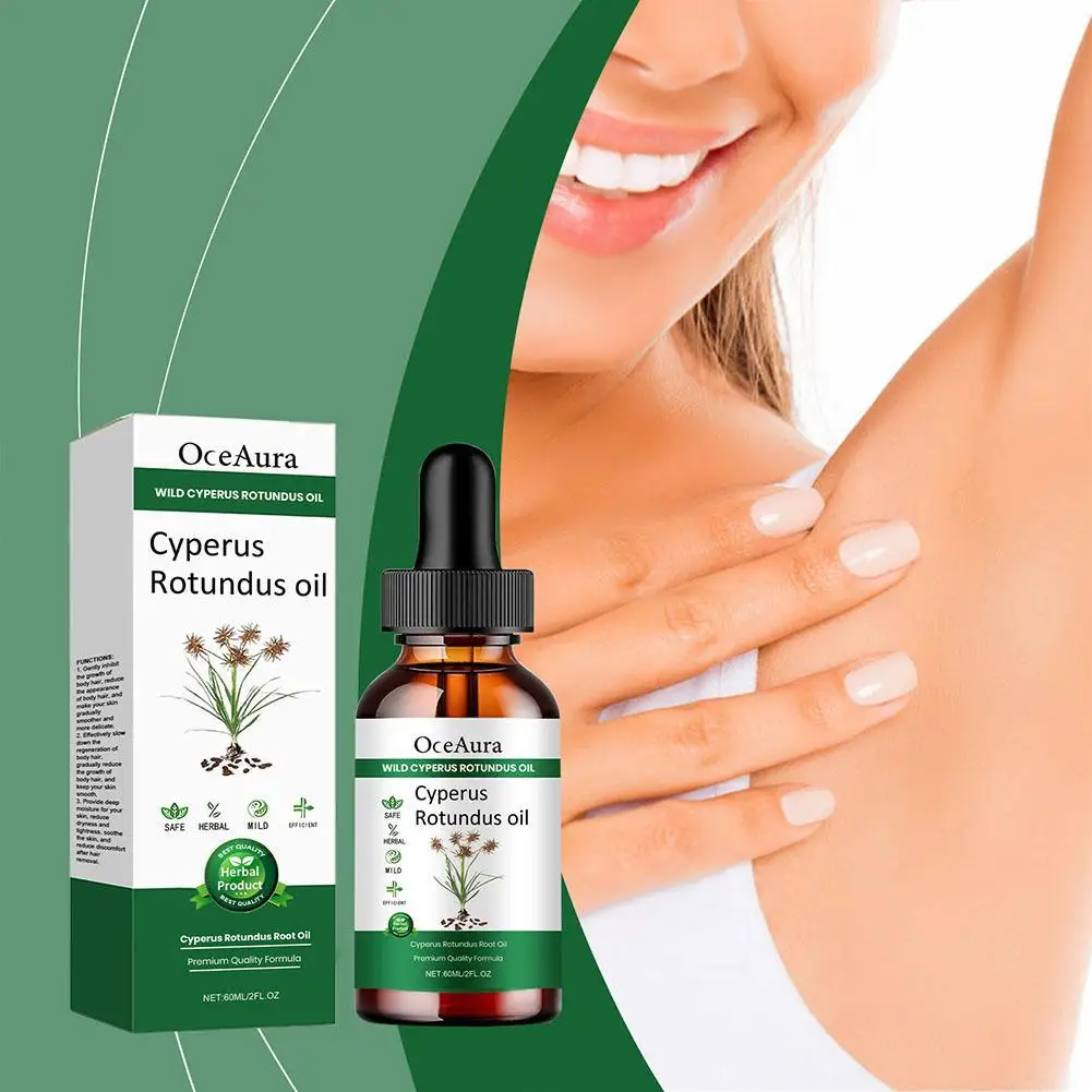 Cyperus Rotundus Óleo de cuidados para remoção de pelos Cyperus Rotundus Óleo vegetal Hidratante Corporal Óleo nutritivo para cuidados com a remoção de pelos 60ml