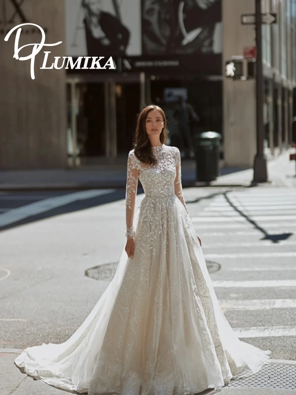 

Elegant Lace A Line Wedding Dress 2026 Romantic Long Sleeve Lace Bridal Gown Fashion Tulle Floor Length Bridal Dress Robe De Mar
