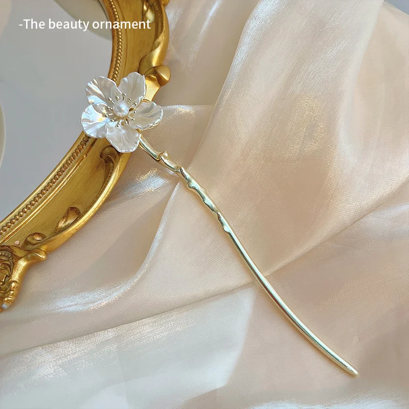 Chinese Style Gardenia Metal Hairpin High-grade Cheongsam Plate Hairpin Children's Headwear
