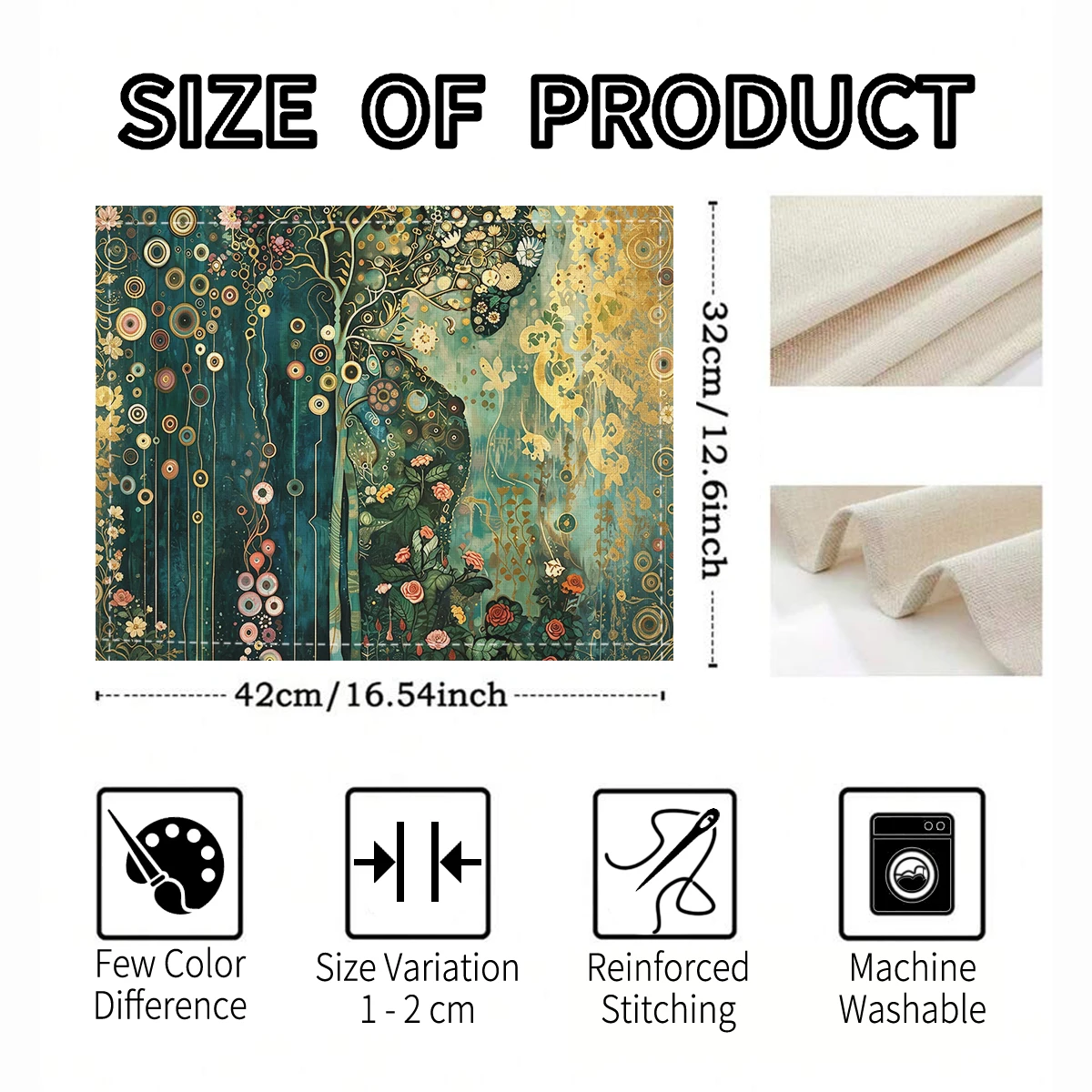 Artistic Tree & Floral Pattern Polyester Placemats & Coasters - Decorative Table Linens for Home Dining, Restaurant & Daily Use view 6