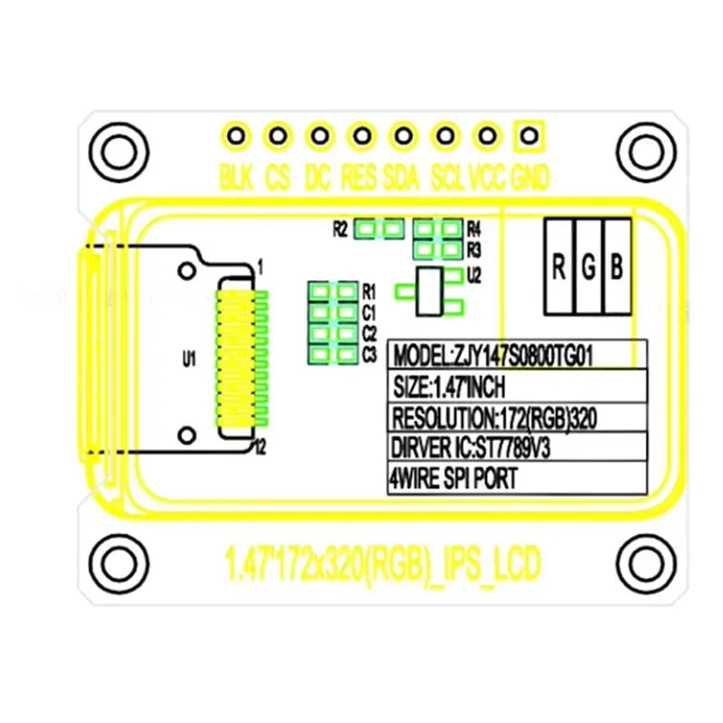 A62T 1.47 inch LCD Screen Module, ST7789 Driver 172x320 IPS Display, SPI Interface 8-Pin, HD Display for Arduino Welding Project