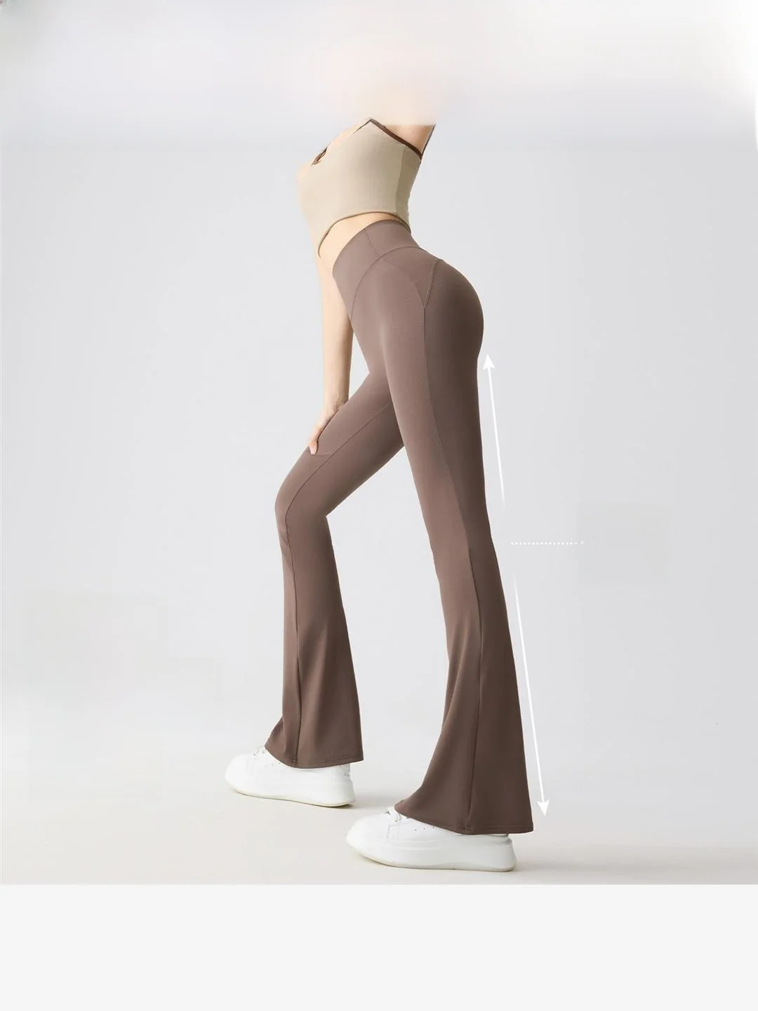 

Slim High-Waisted Yoga Pants Women's Thin Summer Belly Control Outerwear Bot Faionable Bell Bot Long Pants