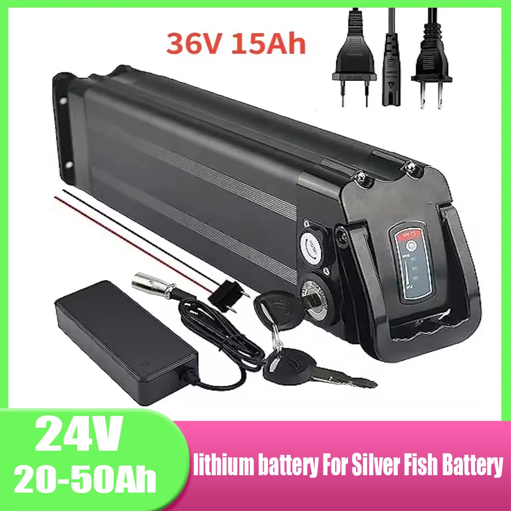

24V lithium-ion battery pack, 20-100Ah, with 2A charger, suitable for Silverfish 250W-1000W motors
