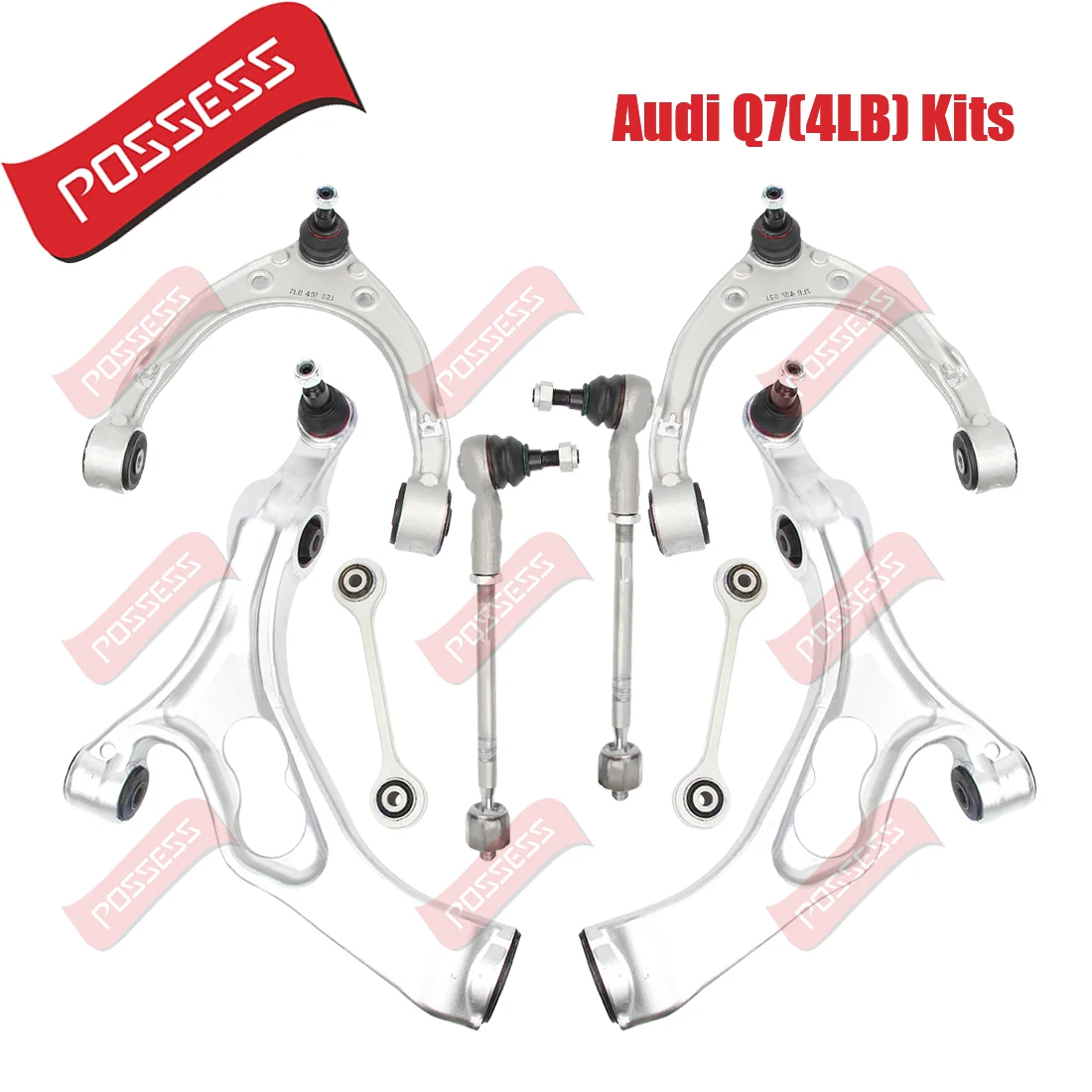 8 Pieces Front Axle Suspension Control Arm Ball Joint Stabilizer Link Tie Rod End Kits For Audi Q7 4LB 2006-2016