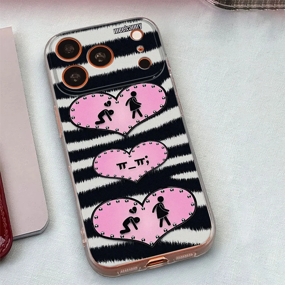 Phone Case For Samsung Galaxy S25 S26 S24 S21 S23 Plus FE Note 20 Ultra A53 A56 A55 A36 A54 Striped Heart Couple Fashion Cover