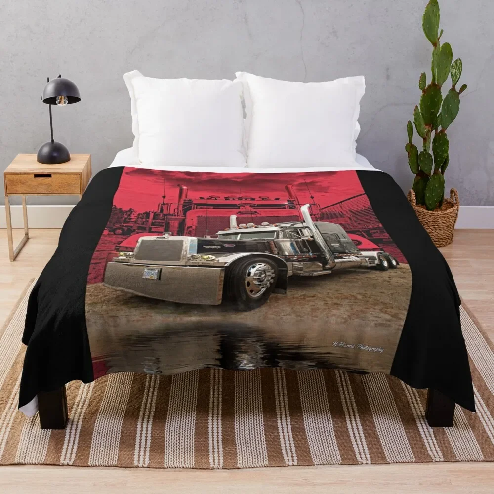 

Peterbilt with Red Peterbilt background Throw Blanket Luxurious Soft Blanket Holiday Gift for Family