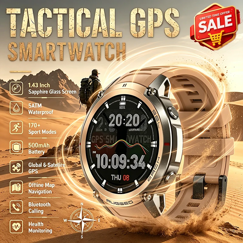 

GPS Smart Watch Compass Six Satellite Positioning 5ATM Waterproof 170+ Sports Mode Bluetooth Call Health Detection Smart Watch