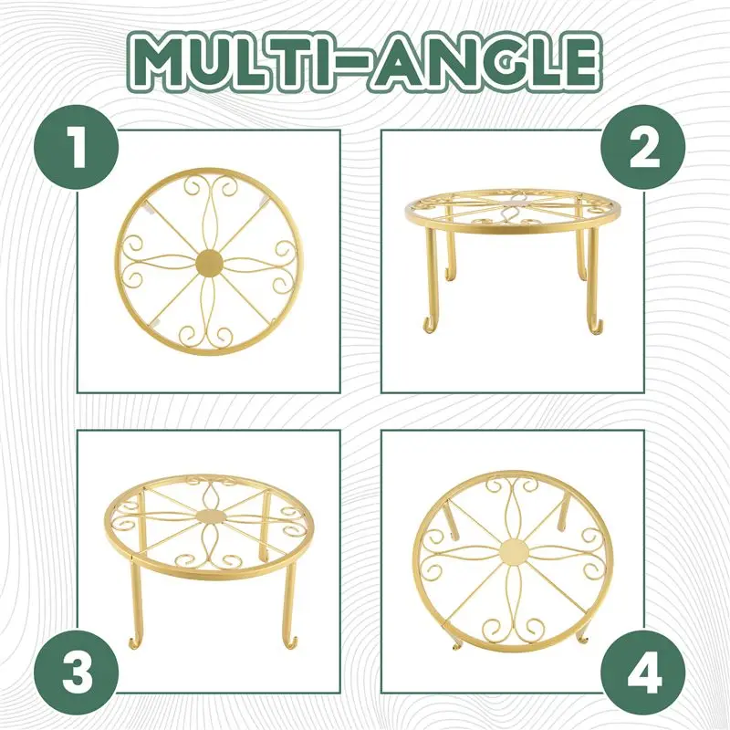 B50C Floor Iron Pot Plant Stand Flower Shelf Holder Garden Shelves Garden Plant Balcony Round Rack Home Decor image 2
