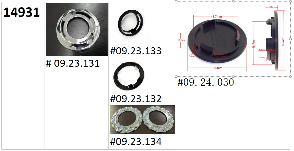 CFPerformance 1 Stück 151mm Auto-Radnabenkappen für Miata MX-5 RX-7 Felgen # 09.23.131/23.132/23.133/23.134 # 09.23.450 # 09.24.030 – Detail 2