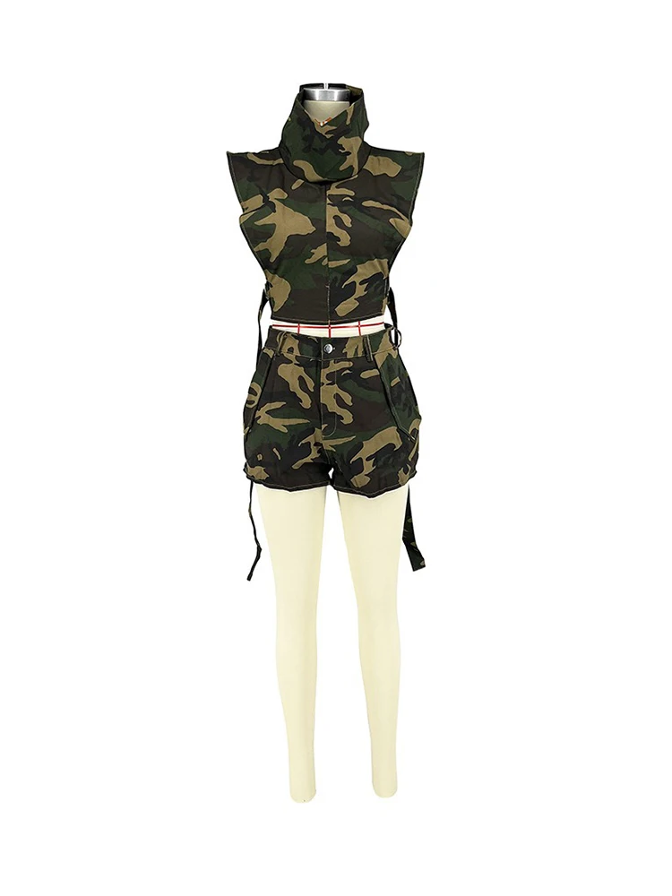 Shorts Set Women Two Piece Set Camouflage Prin Tank Top and Pants Sexy Cotton Outfits Women Summer Suits Wholesale Dropshipping