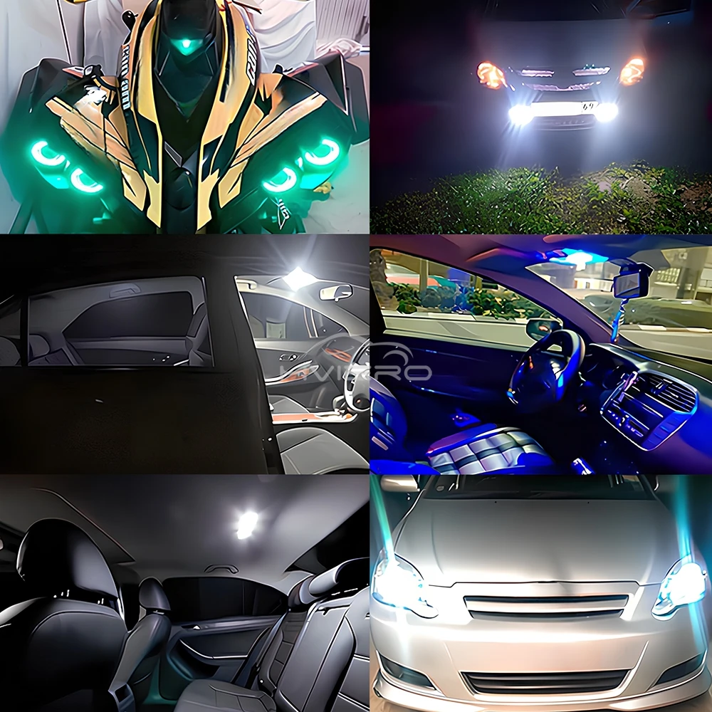 2/4/20pcs Car LED Width Turn Signal Lights Universal COB Silicone 2SMD W5W 12V Wedge Tail Reading License Plate Lamp Multicolor