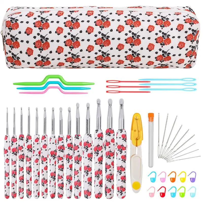 

Crochet Hook Set 14X Ergonomic Crochet Hooks Set for Beginners with Case Hand Knitting Art Tools Crochet Needles Weave Yarn Kits