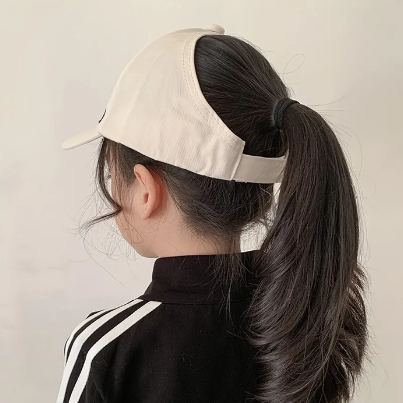 Fashion Kids Ponytail Baseball Cap For Girls Boys Sun Hat Adjustable Solid Color Travel Caps Summer Children Peaked Caps