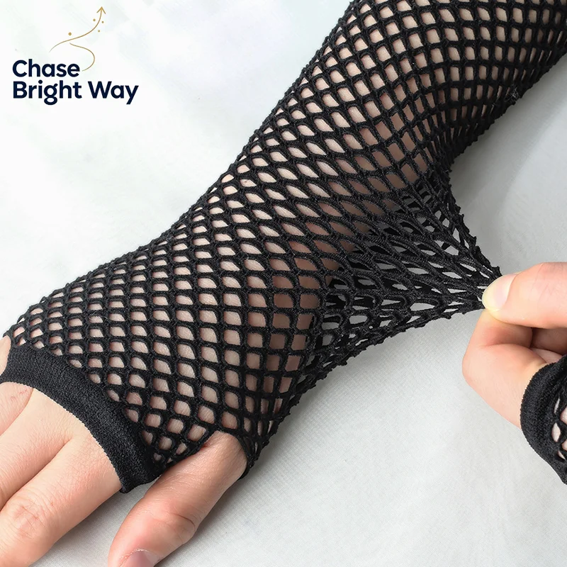 1Pair Womens Long Fishnet Net Gloves Fingerless Mesh Gloves Punk Rock Fancy Night Club Party Arm Warmer Gloves Sexy Gloves