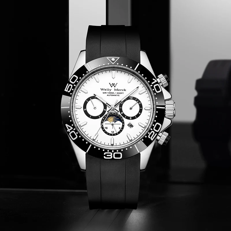 ساعة WM ساعات آلية أوتوماتيكية مقاومة للماء كلاسيكية كاجوال لرجال الأعمال ساعة Welly Merck WM151M