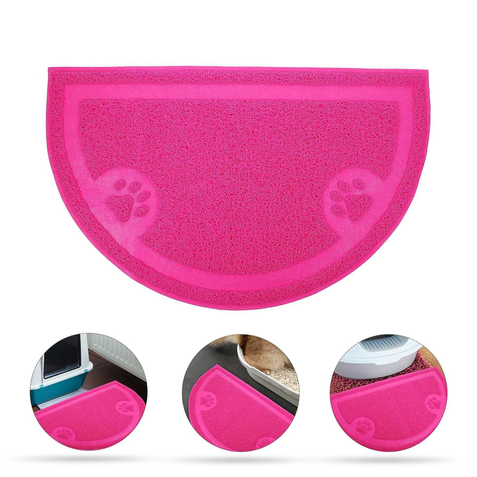 

Half Round Cat Litter Mat Pvc Pet Cleaning Carpet Water Resistant Durable Easy Clean Shake Vacuum Soap Rinse Dirt Grabbing