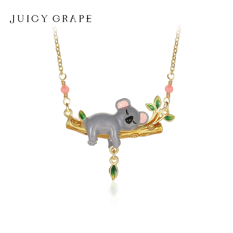 Juicy Grape Fashion Enamel Koala Bear Jewery Set 18K Gold plated Engagement Necklaces for Women Animal Jewelry Birthday Gift