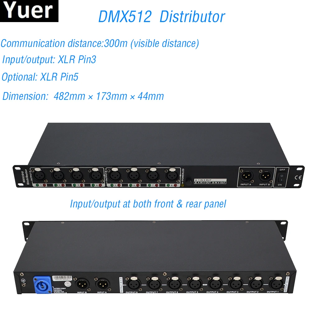 8DX2DU Distributor DMX512 Light Stage Lights Signal Amplifier Splitter DMX Distributor Disco DJ KTV Stage Light Signal Amplifier