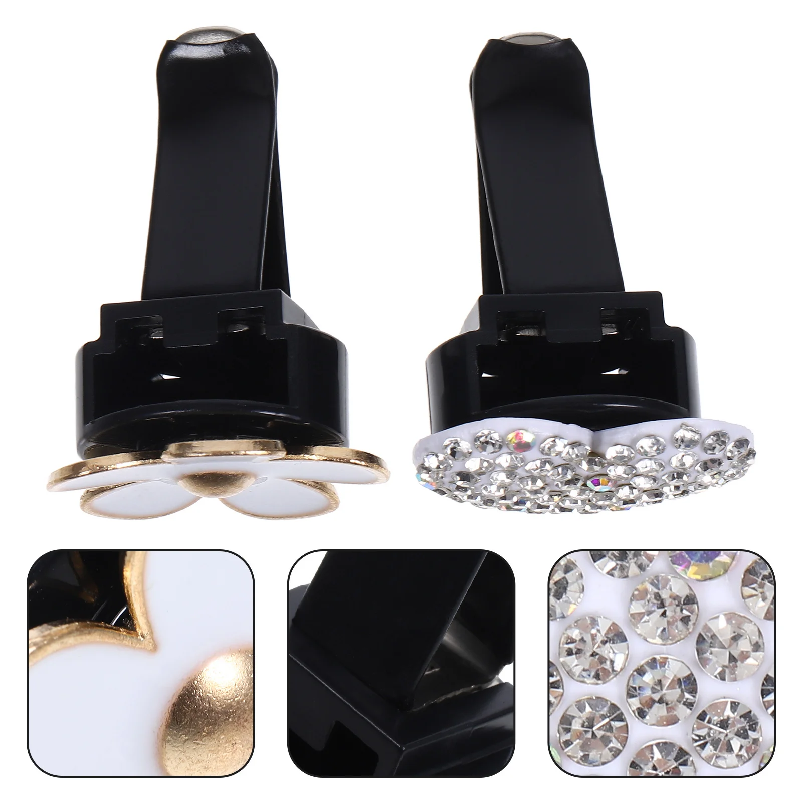 2pcs Heart Decor Accessories Zinc Alloy Rhinestone Car Vent Diffuser Clip Dashboard Decoration Automotive Interior Aroma Clip