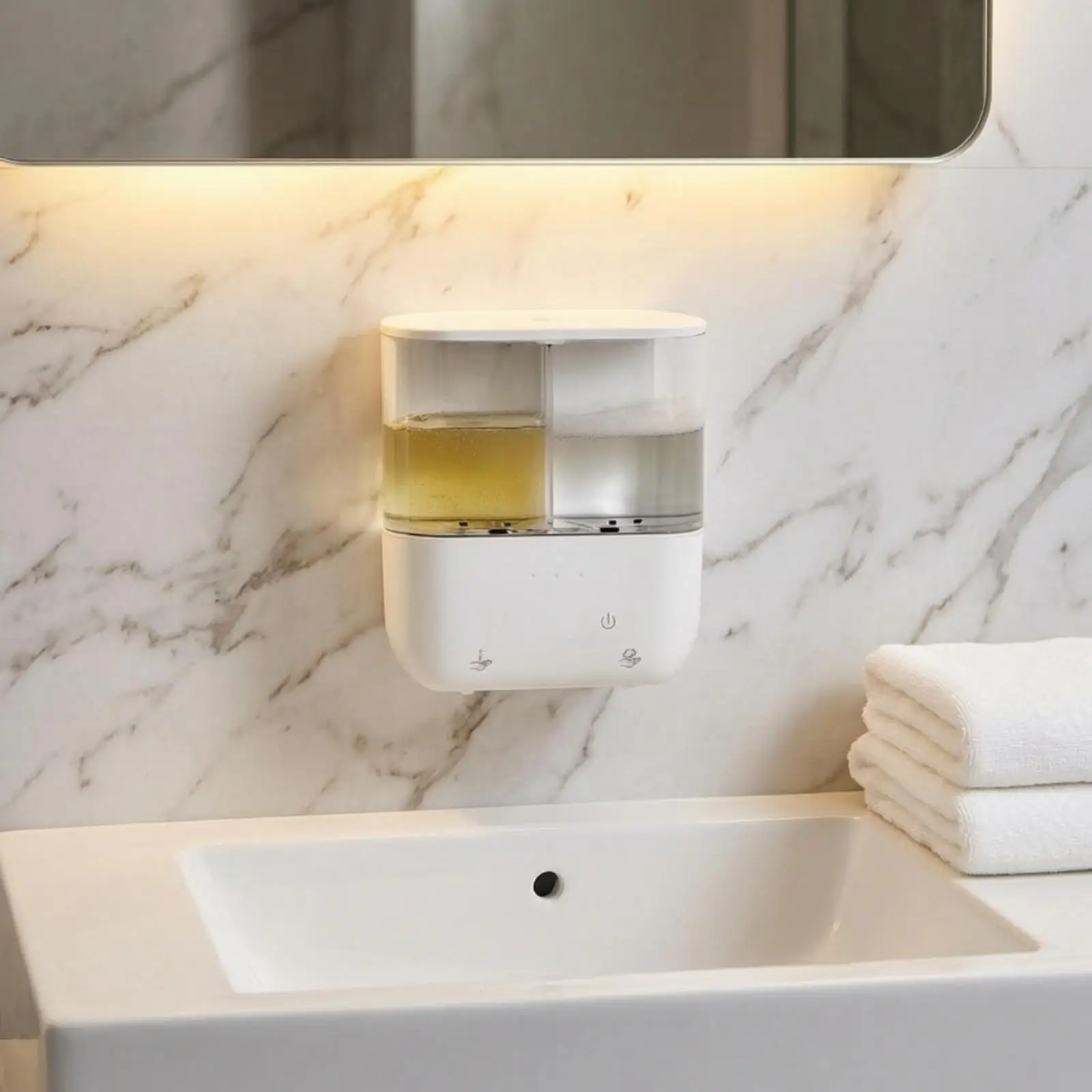 Rechargeable Automatic Soap Dispenser Touchless Two Compartment Liquid Soap Container Wall Mount for Kitchen Bathroom ABS PC