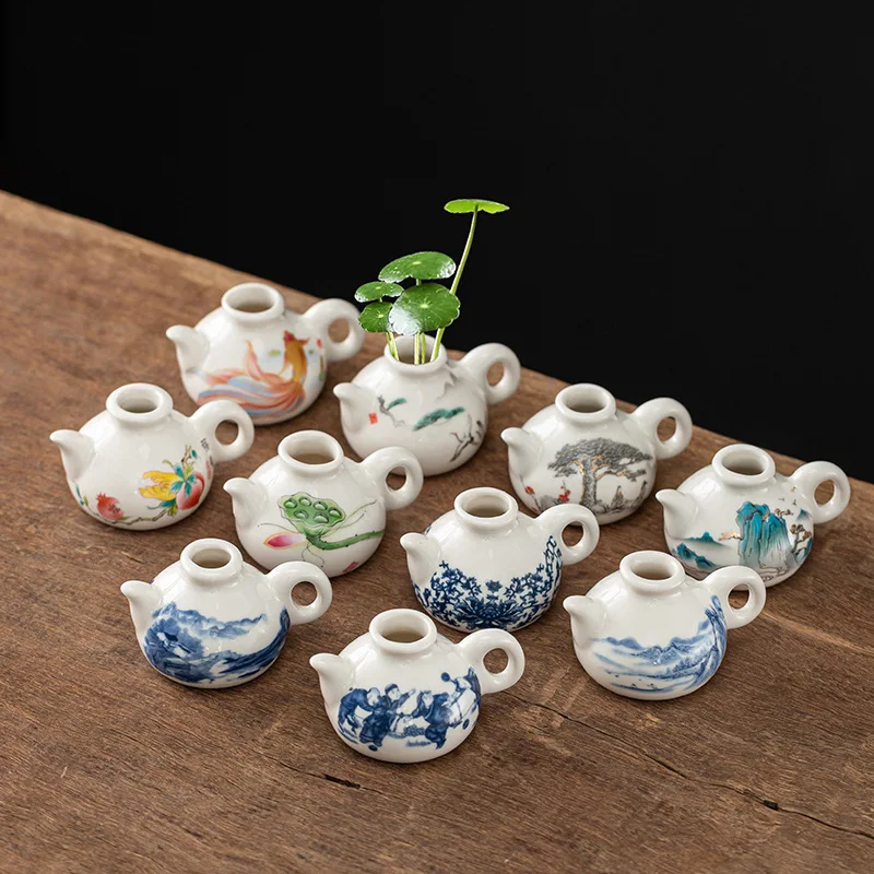 Mini Trockenblumen-Vase Porzellan-Topf Kleine Teekanne Vasen für Zuhause Regal Schlafzimmer Wohnzimmer Keramik Tisch Dekorative Ornamente Vase