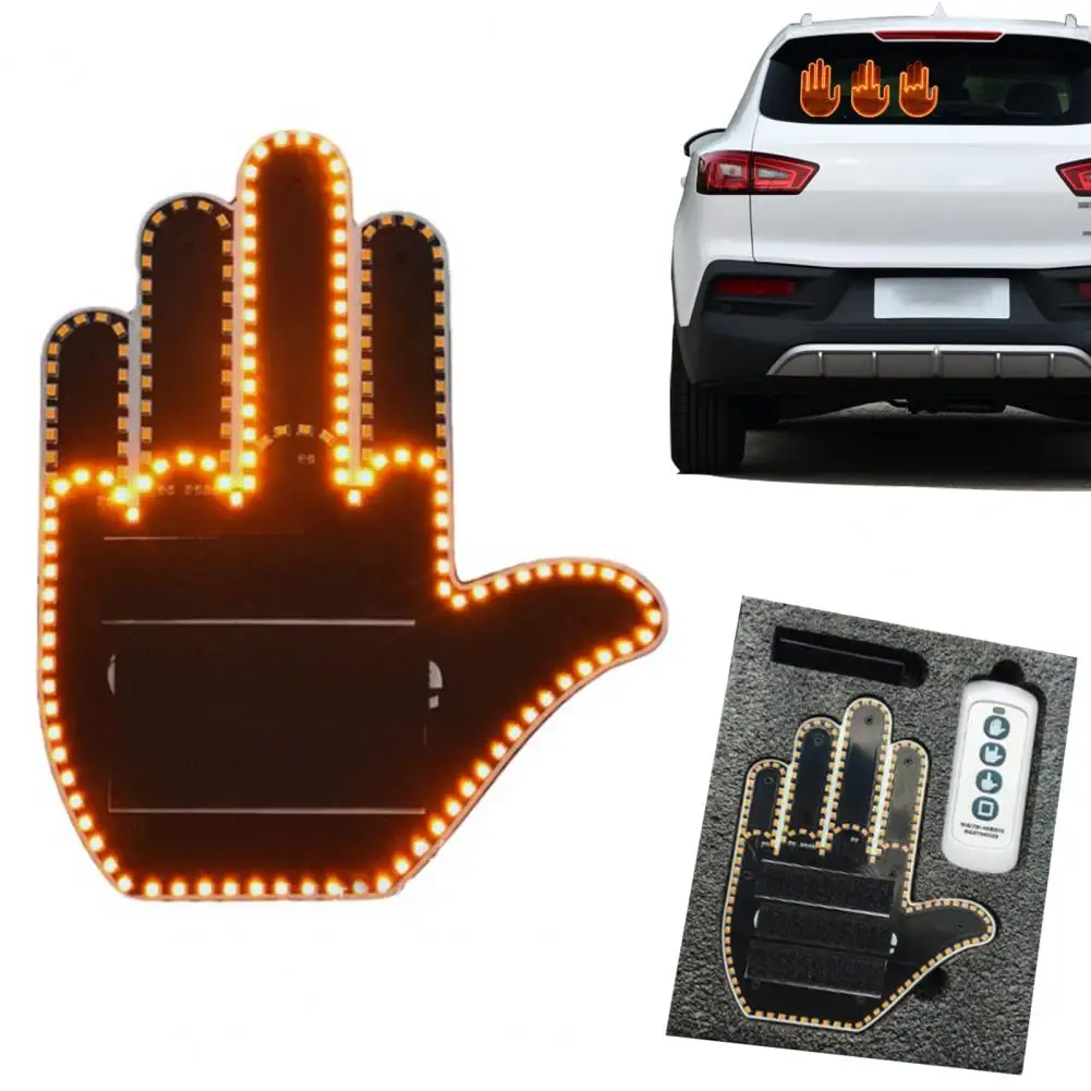 

New LED Illuminated Gesture Light Car Finger Light With Remote Road Rage Signs Middle Finger Gesture Light Hand Lamp