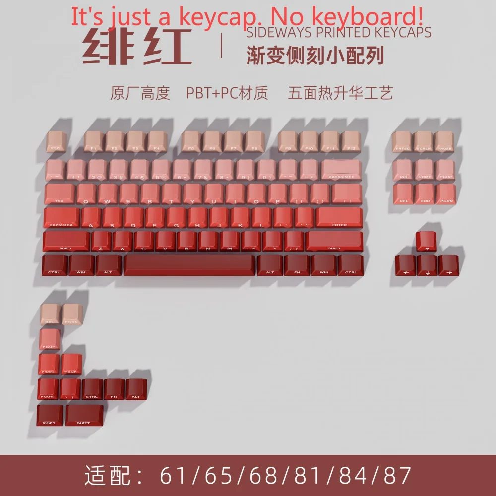 GEFENSI Personalized Gradient Color Side Engraved Translucent Keycaps Cherry PBT 101 Keys For 60/75/87 Mechanical Keyboard Keyca