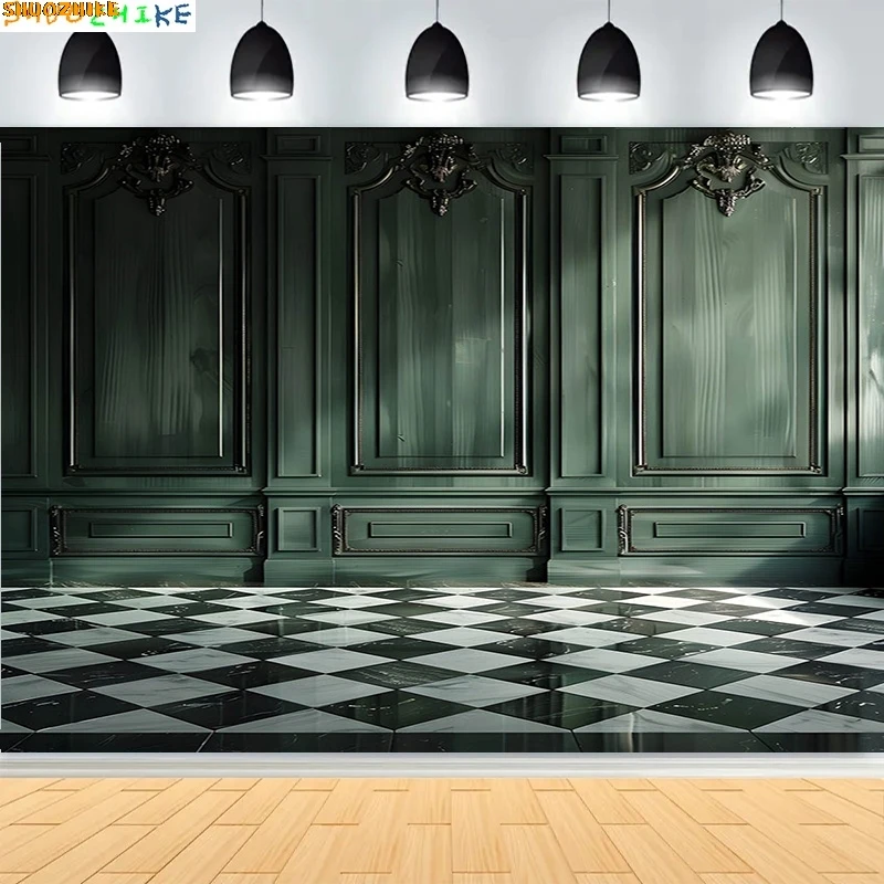 

Luxury Classic Interior Wall With Mouldings Photography Backdrops European Vintage Wood Wedding Photo Studio Background XA-01