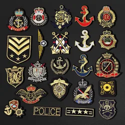 2024 New Gold Embroidered Ship Anchor  Patches wholesale Iron On Clothes Backpack Jeans Stickers Diy Ironing Appliques